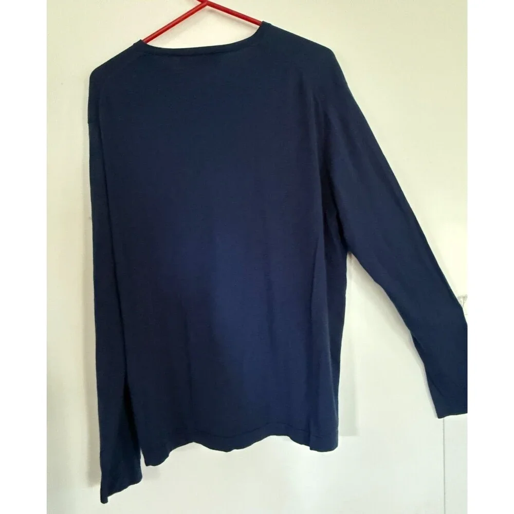 Vtg Burma Bibas Blue Silk/Cashmere V Neck Pullover Sweater Mens L Quiet Luxury